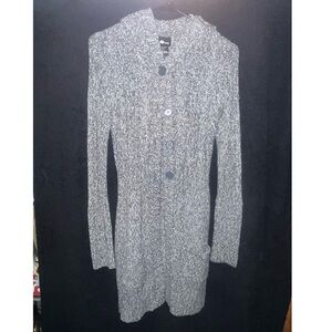 Gray Knitted Button-Up Cardigan